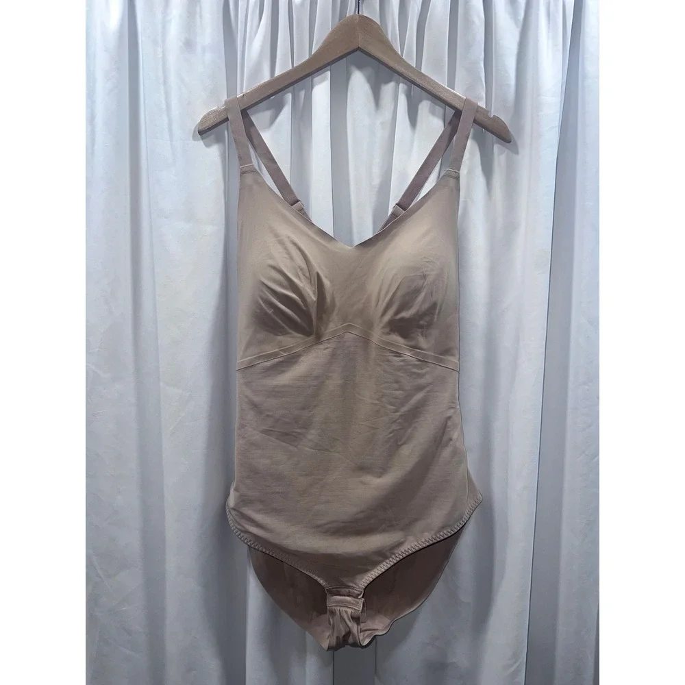 Honeylove Crossover Bodysuit Tan Sand Shapewear 1X LWBS0101 Adjustable Straps